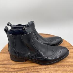 Joseph Abboud Boots Mens Size 10 Black Leather Chukka Casual Wingtip Dress Shoes